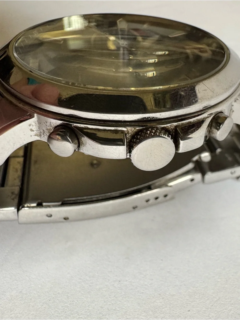 Fossil Grant Watch Chronograph Silver Tone Black Dial Stainless Steel Works